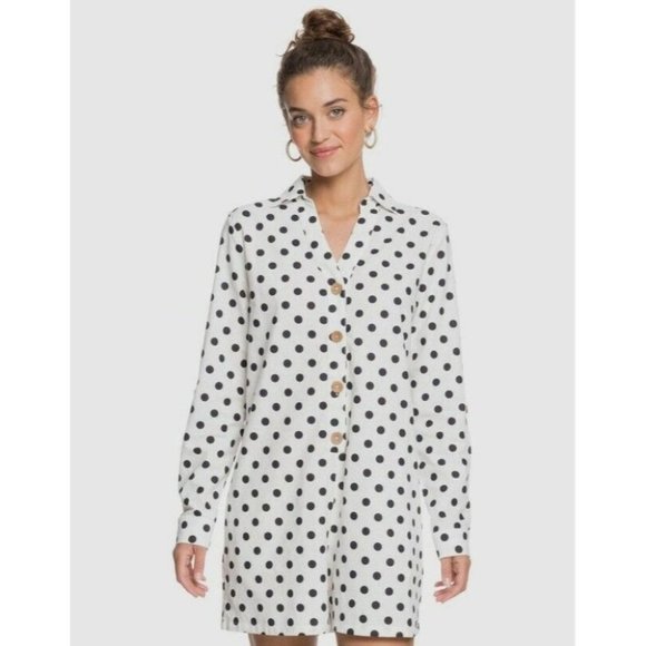 Roxy BNWT Sound Of Goodbye Dots Long Sleeve Play Suit Women's Size S RRP $99.99 - Picture 2 of 12
